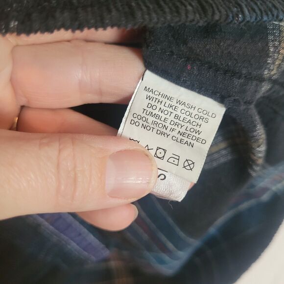 Carbon 2 Cobalt Corduroy Button Up Shirt Mens Size Small Blue Black Plaid Preppy - Picture 8 of 11